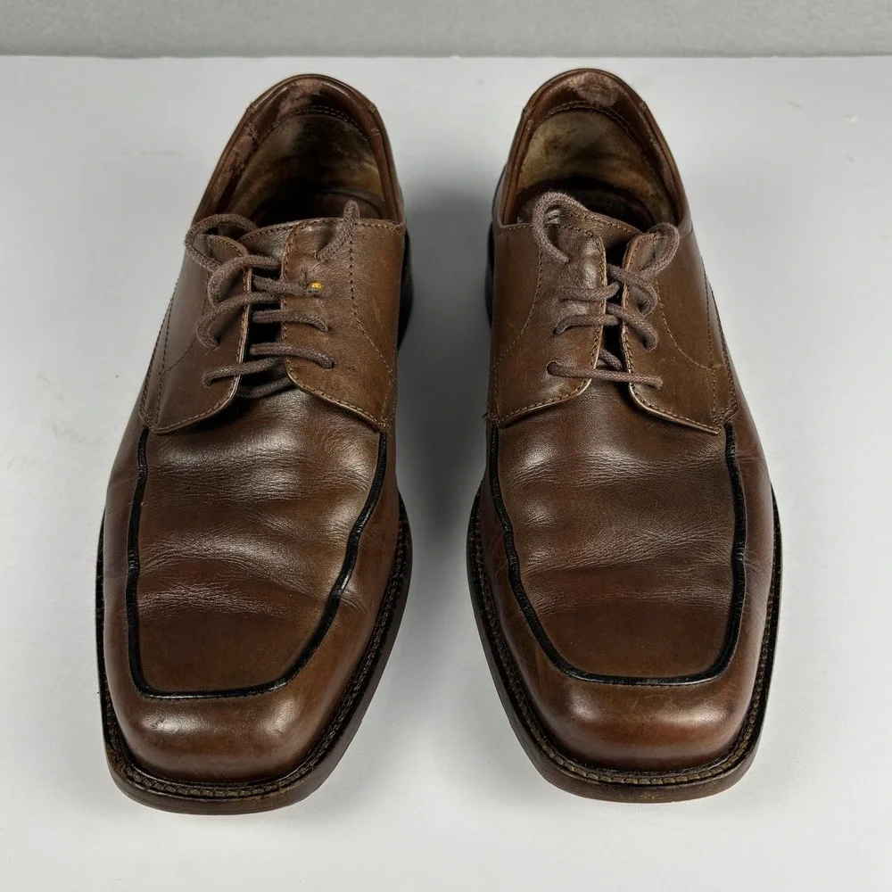 Johnston & Murphy 20-07816 Bicycle Toe Derby Dress Shoes 8M Brown Leather